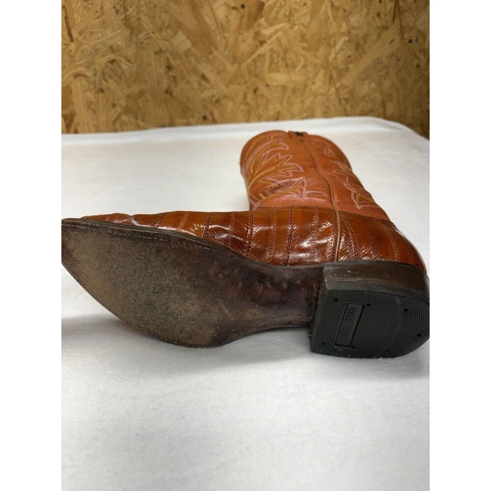 Vintage Y2K Francotirador Men’s Boots Genuine Anguila Eel Skin Cognac Sz 10 1/2